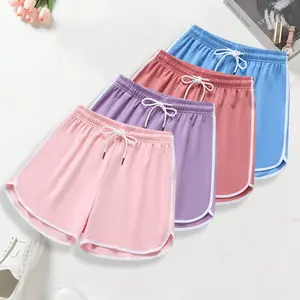4-pack women’s summer athletic shorts, solid basic style that pairs well, soft sleep shorts for home wear, with pockets and a drawstring waist, running and yoga shorts