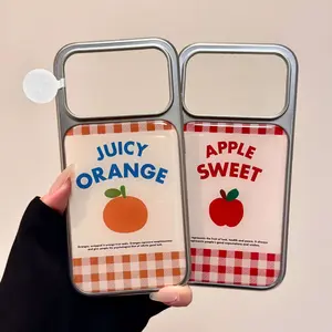 Epoxy-coated grid pattern fruit orange electroplated phone case for Apple 16/17Pro, IP15/14/13, hydrogel 12 for women