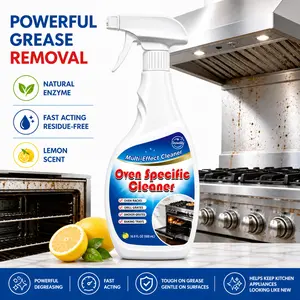 Snowlily Natural Enzyme Household Cleaning Liquid Pad, Scented Fast-Acting Residue-Free Kitchen Degreaser Spray for Stainless Steel Stoves & Oven Racks, 16.9 Fl Oz Lemon Scent Bottle