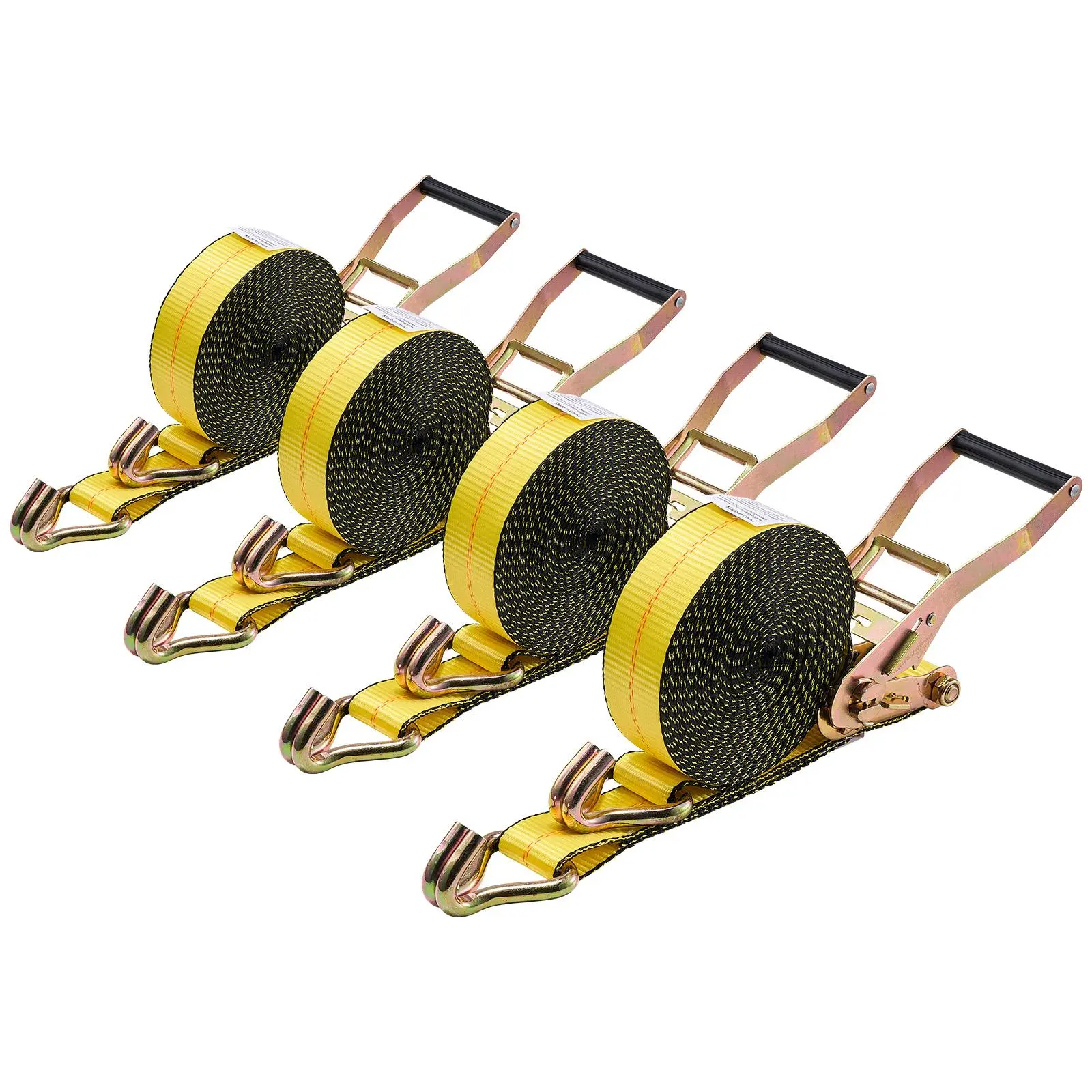 【summerfinds】VEVOR Heavy Duty Lever Ratchet Straps, 4-Pack 2 in x 30 ft Polyester Webbing, 10,000 lbs Break Strength, Double J Hook Equipment, Moving Vehicles/Outdoor Gear Use with Carry Bag
