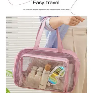 Water-Resistant Cosmetic Bag with Shoe Compartment, Separate shoe area avoids soiling other items