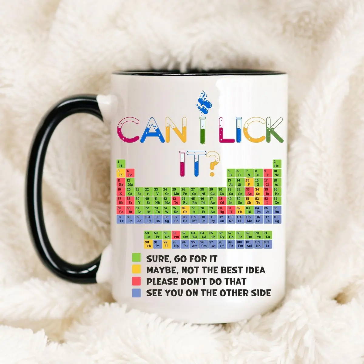 Funny Periodic Table Coffee Mug, Science Geek Gift, Can I Lick It Science Cup, Phd Mug, Chemistry Teacher Gift, Nerdy Science Drinkware, Scientist Mug, 11 15oz Washable Ceramic Cup