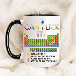 Funny Periodic Table Coffee Mug, Science Geek Gift, Can I Lick It Science Cup, Phd Mug, Chemistry Teacher Gift, Nerdy Science Drinkware, Scientist Mug, 11 15oz Washable Ceramic Cup