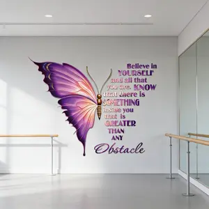Gorgeous colorful butterfly wall art with motivational sayings!Easy to apply, stylish and full of good vibes - great decor for women, teens and offices🦋💪