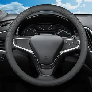 Steering Wheel Cover for Chevy Chevrolet Silverado 1500 2500  3500HD Equinox Malibu Colorado Cruze Impala Traverse Spark Tahoe Trax   Accessories, 2025 Black Leather 14.5-15 inch