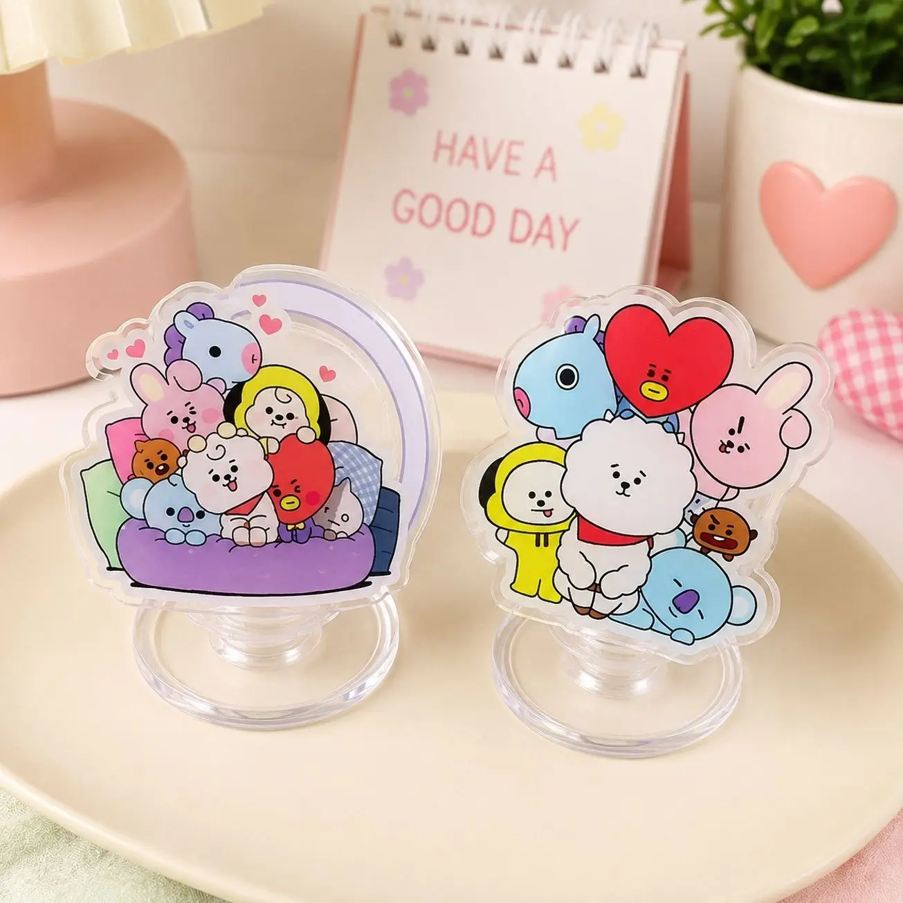 Cute Kawaii Acrylic Phone Grip, Adorable Character Phone Holder, Colorful Cartoon Phone Stand, Trendy Aesthetic Accessory Gift