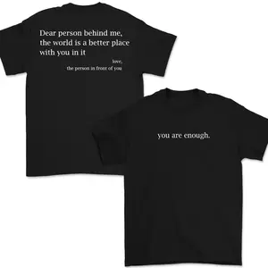 You Are Enough Printed Shirt, Soft Off Shoulder Pullover, School T-Shirt, Casual Wear, Spring & Fall Wear, Meaningful Gift