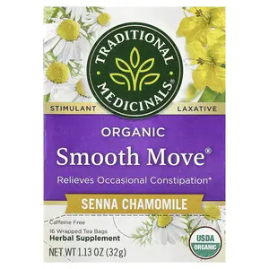 Traditional Medicinals Organic Smooth Move®, Senna Chamomile, Caffeine Free, 16 Wrapped Tea Bags, 1.13 oz (32 g)