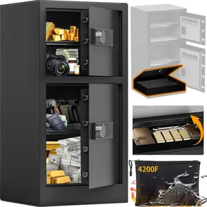 KAER 8.6 Cubic Heavy Duty Dual Door Safe Box Fireproof Waterproof with Hidden Lock Box,Removable Shelves,Silent,Fireproof safe for Home, Office, Hotel