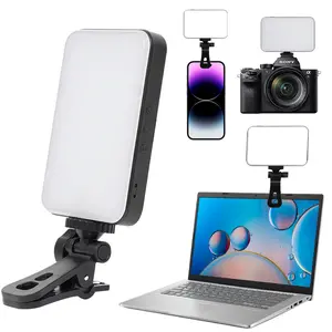 GZ-666 Tri-Color LED Fill Light with Adjustable Brightness, Clip-On Rechargeable Video Light for Phones and Cameras, Ideal for Live Streaming and Content Creation, 3000K–7000K Color Range, 4000mAh Battery