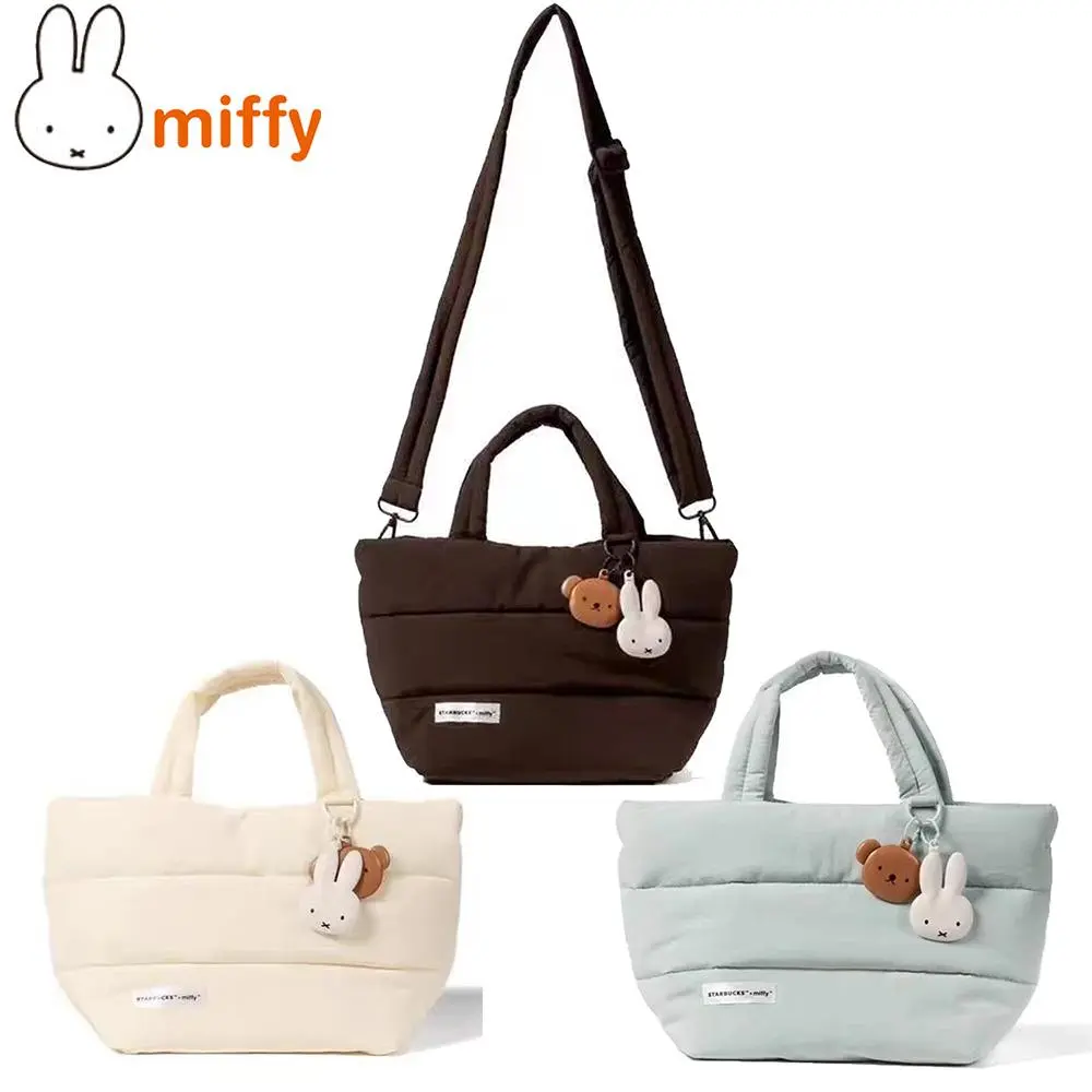 Cute Miffy Kawaii One Shoulder Bags Down Tote Bag Preppy High Capacity Cartoon Rabbit Shoulder Bag Laptop School Bag Girl Gift