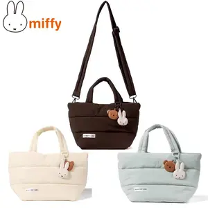 Cute Miffy Kawaii One Shoulder Bags Down Tote Bag Preppy High Capacity Cartoon Rabbit Shoulder Bag Laptop School Bag Girl Gift