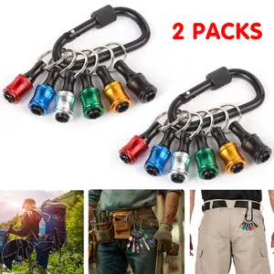 1/4" Hex Shank Bits Holder Keychain quick change Portable Drill Adapter with Black Carabiner Universal Compatibility