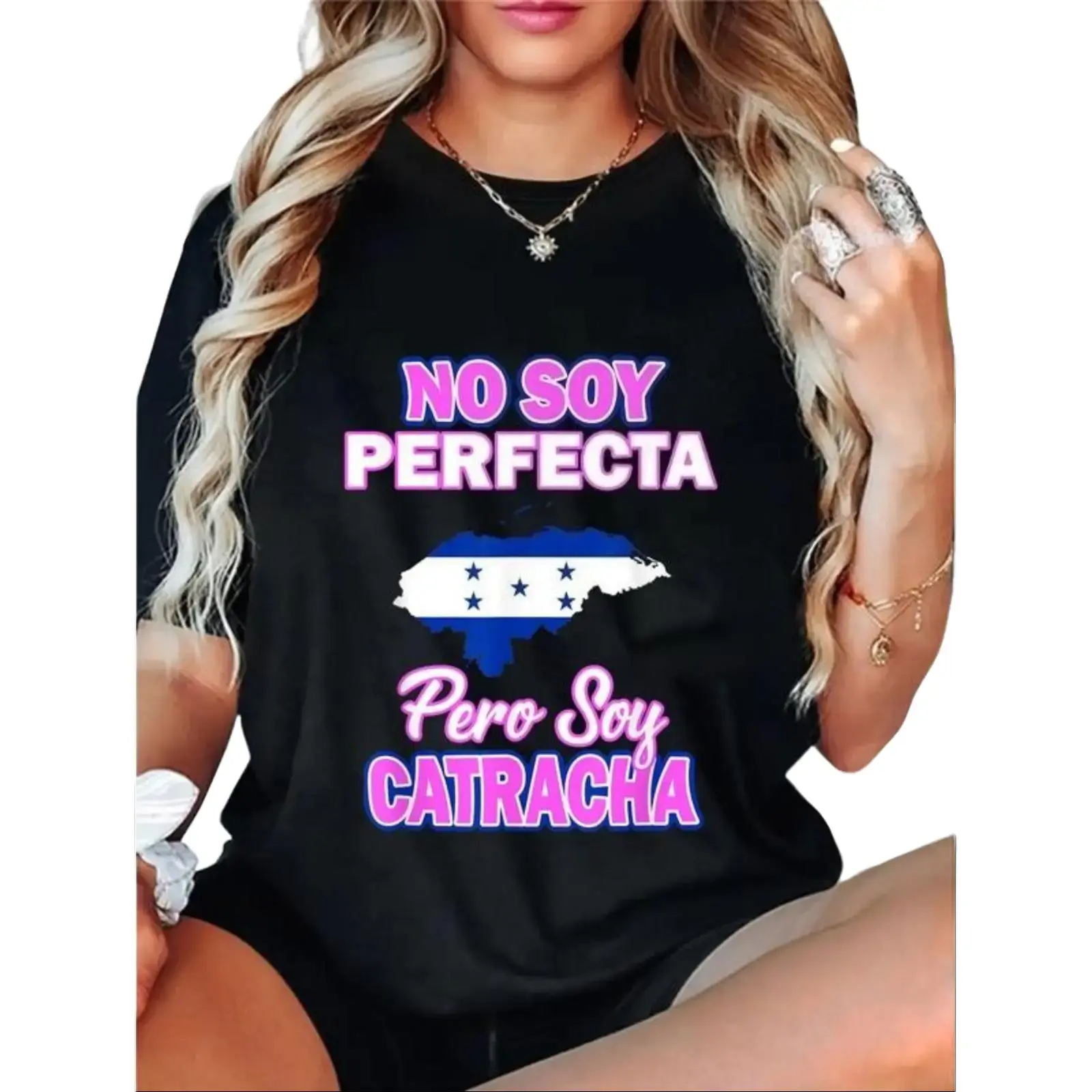 100% Cotton Unisex Shirts Catrachas Honduras Flag Shirts Honduras T-Shirt Casual Top Outdoor outfit, comfortable cotton, casual loose fit, pure cotton T-shirt, suitable for all seasons