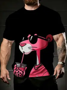Hot sale alert! Pink Panther bubble tea men's T-shirt, loose & slim fit, comfy & breathable, must buy
