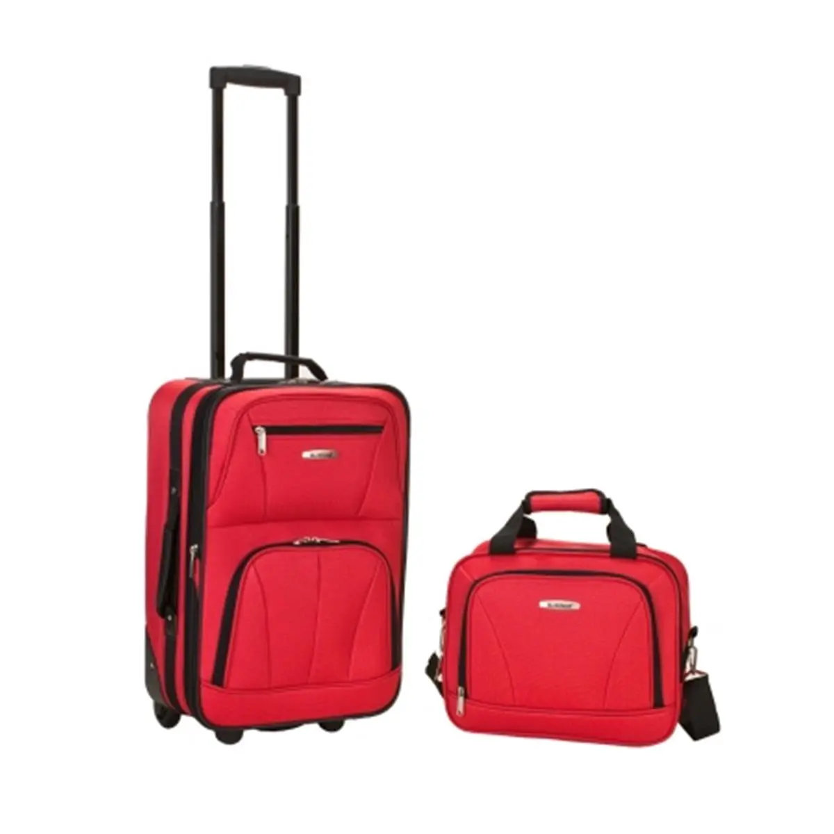 212 MAIN Deluxe 2-Pc Red Expandable Luggage Set with EZ-Roll Wheels, Travel Duffel Bag, and Spacious Luggage Compartment