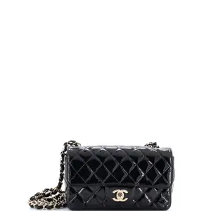 Pre-owned CHANEL material Messenger Bags Classic Single Flap Bag Quilted Patent Mini by Rebag