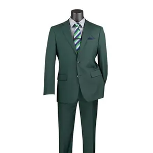 Marquis Collection: Hunter Green 2 Piece Solid Color Single Breasted Regular Fit Suit