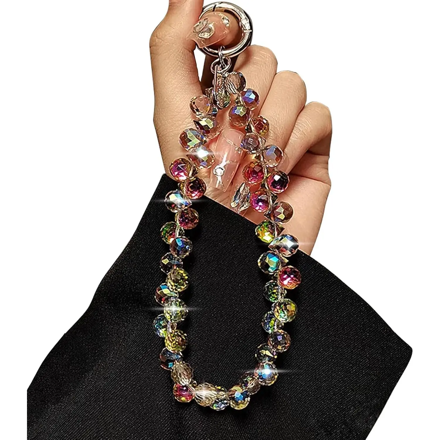 CellPhone Wrist Strap,Beaded Phone Charms,Bling Wristlet Lanyards,Fashionable Bracelet for Phone,Bag,Key,Camera
