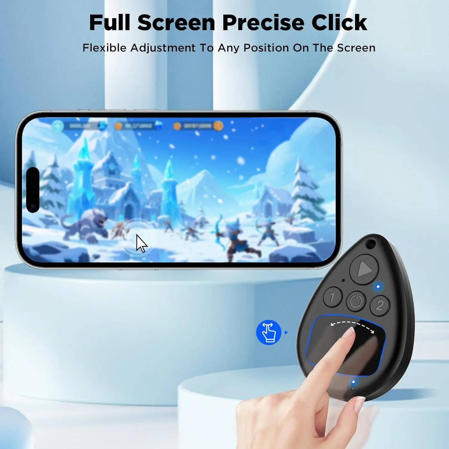 Wireless Auto Clicker for iPhone, Bluetooth Phone Screen Tapper with Battery for Hands Free, Silent & Adjustable Speed Finger Clicker for Tiktok Live Broadcasts Likes, Gaming, Reward Task