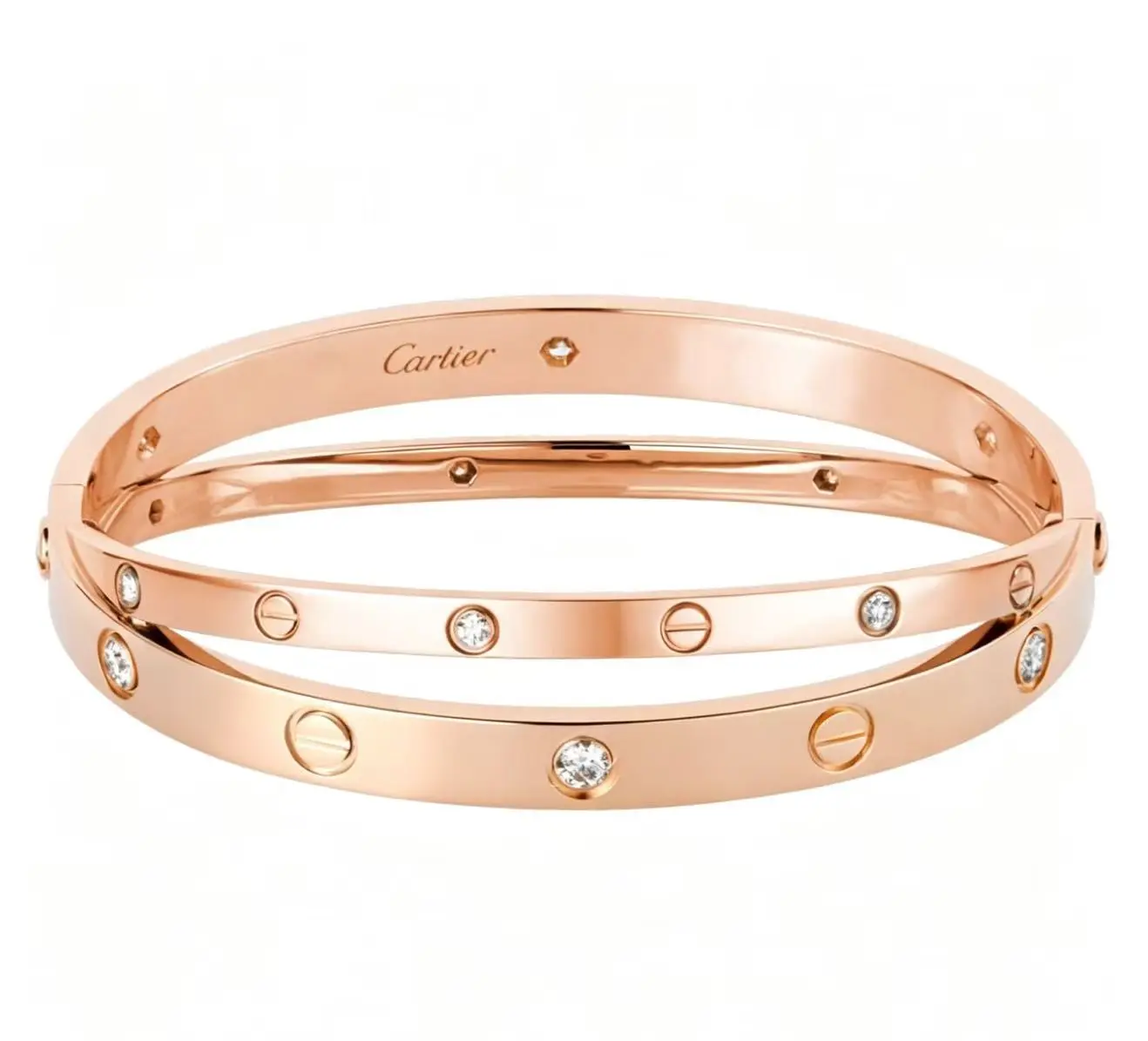 Pre-owned Cartier Double LOVE Bracelet, 12 Diamonds