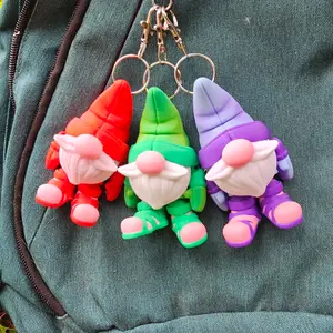 Articulated Gnome Keychain, Fidget Toy, zipper pull, Stress Toy, Backpack, bag charm
