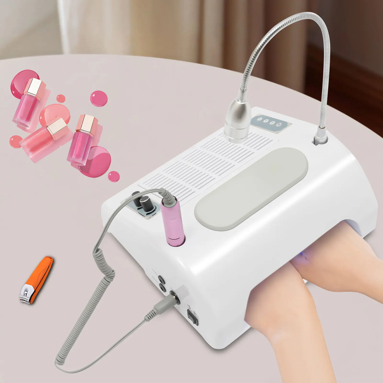 5-in-1 ABS Nail Drill Machine with Vacuum Cleaner Dust Collector, Professional Nail Care Supplies Equipment for Salon Use