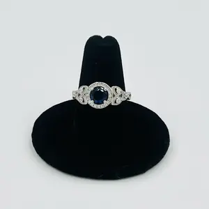 Anillo Nudo de Bruja con Zirconia Azul Marino Size 7 Plata 925 - Elegant Witch Knot Design Ring for Women