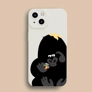 Cute Gorilla Rubik's Cube iPhone Case - Funny Cartoon Aesthetic Protective Cover for X/XS 11-17 Pro Max  Cartoon Animal Shockproof Cover