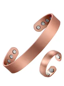 Magnetic Copper Bracelet & Ring Set, 3500 Gauss Magnet, Magnetic Therapy Jewelry, Simple Design Gift for Men Women