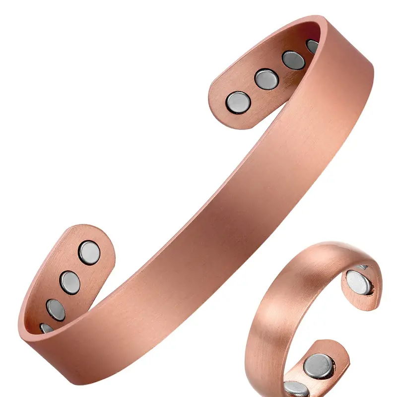 Magnetic Copper Bracelet & Ring Set, 3500 Gauss Magnet, Magnetic Therapy Jewelry, Simple Design Gift for Men Women, Wearable
