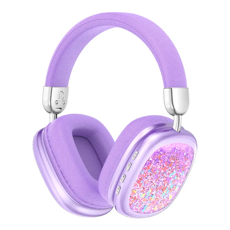 MAKUPARTIST Foldable Over-Ear Wireless Bluetooth Headphones (Gadget, Head-Mounted Connectivity Model) with Mic, 3.5mm Port, Cable Management, Battery & Audio Functionality - Hands-Free Portable for Calls, Music - Purple Gift for Electronics Enthusiasts, W