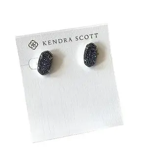 Ellie Stud Earrings Gunmetal Black Drusy 080