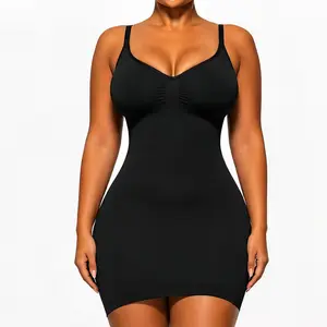 Seamless Bodycon Shaping Dress for Women – No-Roll No-Show, Adjustable Straps, Tummy Control + Booty Lift, Curve Compression for Hourglass Silhouette