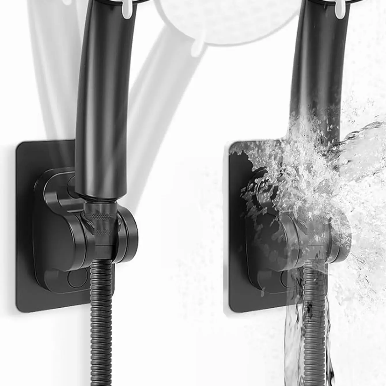 Adjustable Shower Bracket for Handheld Showerheads & Toilet Seats, Wall Mounted No Drilling, 360 Degree Rotating Holder, Industrial Grade Adhesive, Shower Fixtures, Bathroom Shower Accessories