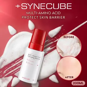 [Synecube] 5+8 Amino Acid Soothing & Hydrating Facial Cleansing Foam 6.76fl. oz / 200ml - Skin Repair Moisturization & Calming Gentle Cleanser Makeup Remover Deep Pore Cleanser Comfort Cleansing for Sensitive Skin