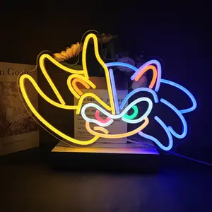 Hedgehog Neon Sign Anime LED Gamer Neon Sign Adjustable Cute Gifts Neon Lights For Bedroom Boys Game Room Girls Gifts Birthday Christmas Party Wall Decor Signs(16.54x12.59in)
