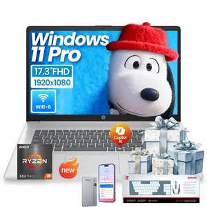 HP 17-inch Laptop for Business and Student -  up to 32GB RAM, 512GB SSD, AMD Ryzen 5 7430U, Windows 11 Pro, Wi-Fi 6, Fast Charge, 17.3” FHD Anti-Glare Display,Bundle Accessory