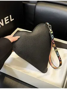 Women's Fashion Personalized Heart Shaped Solid Color PU Leather Mini Handbag Elegant Coin Wallet Retro Daily Work Commuter Wallet Handbag
