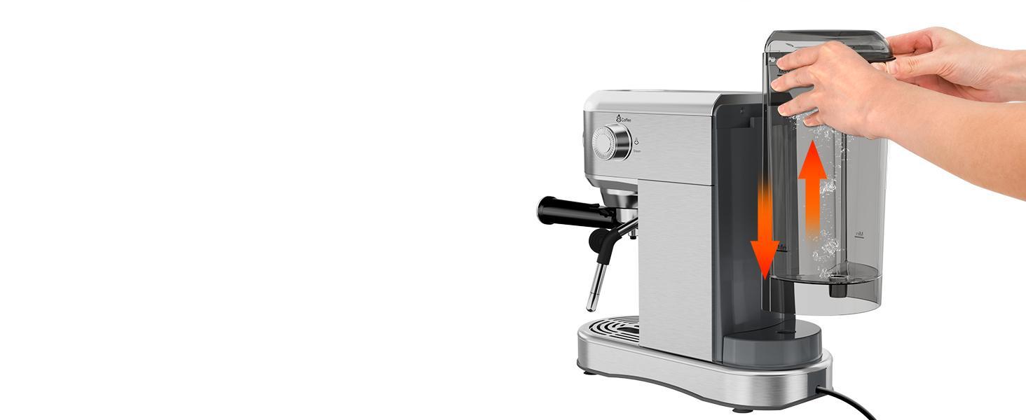 Semi-Automatic Stainless Steel Espresso Machine - 20 Bar, 1450W, 34oz Removable Tank, Small Footprint Household Personal Coffee Maker with Milk Steamer & Frother for Latte, Cappuccino Ready, Hot Water on Demand, Silver (Ideal for Birthdays, Father’s Day),