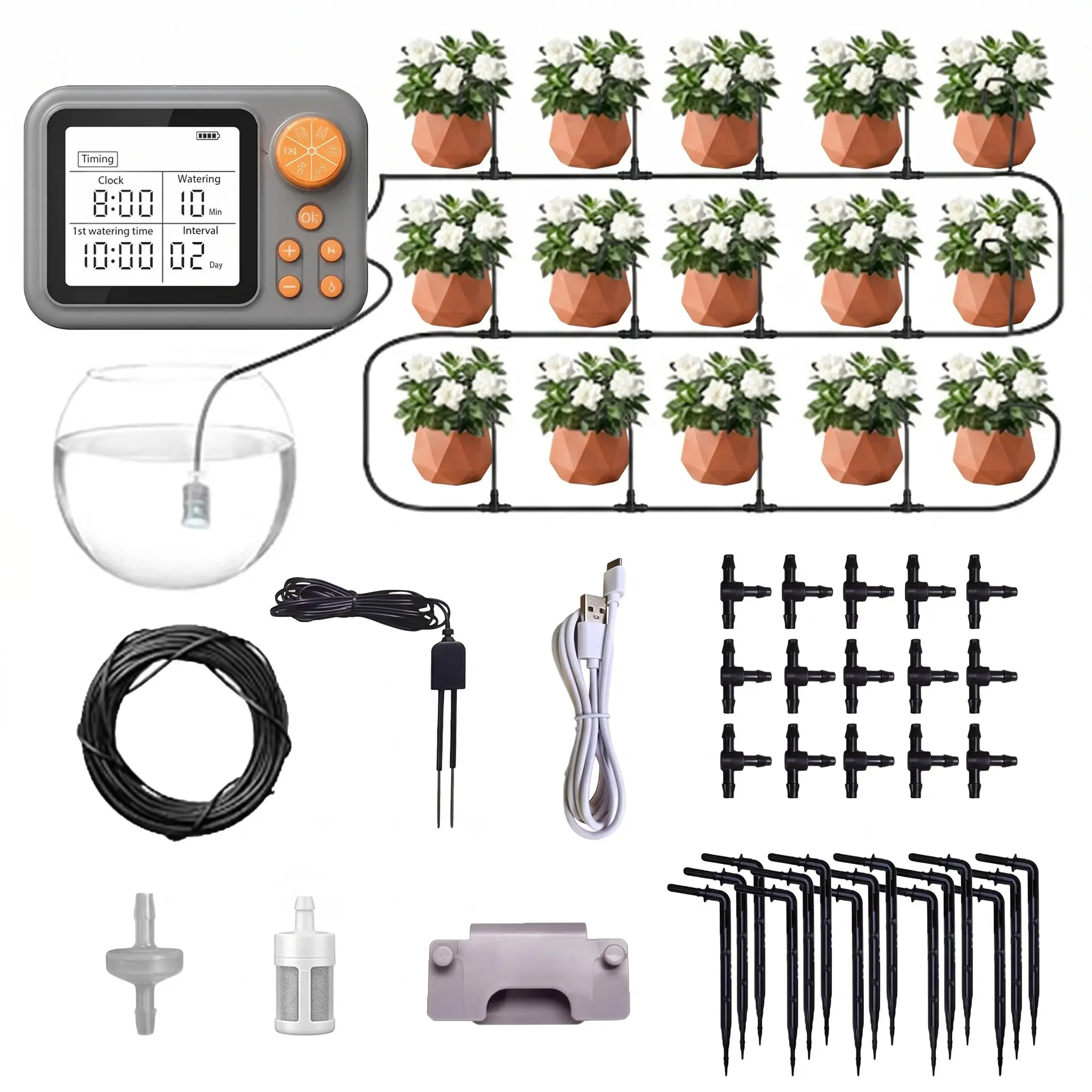 Automatic Plant Waterer System, Self Watering Drip Irrigation Kit with Adjustable Drippers, Waters Up to 15 Houseplants Simultaneously, Perfect for Home, Balcony & Garden Use, Simple Operation for Daily & Travel Care#SummerWins#BackToSchoolDeal