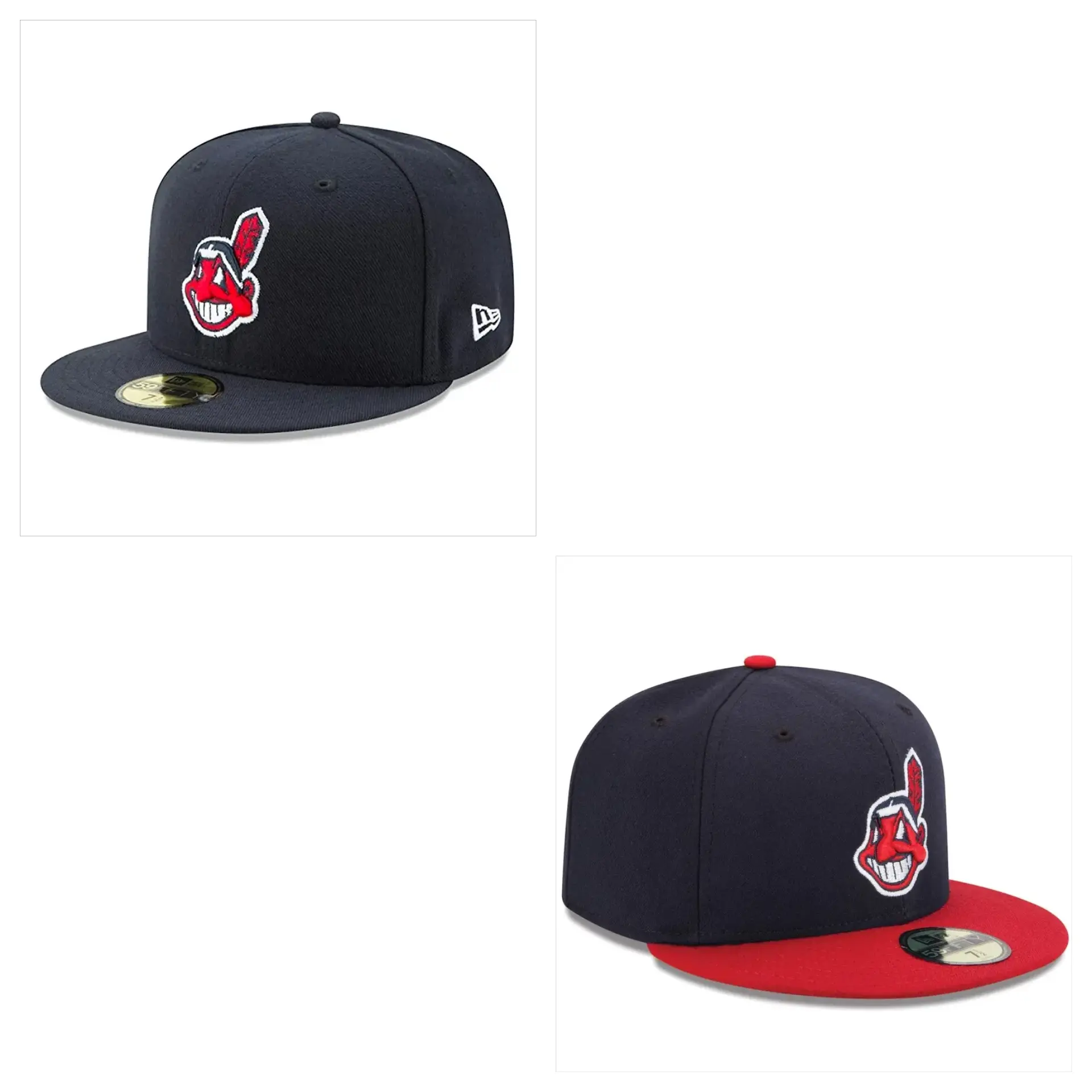 Men's Cleveland Indians New Era Navy Red Home Authentic Collection On-Field Low Profile 59FIFTY Fitted Hat, Baseball Cap, MLB Style Hat, Flat Brim Cap, Structured Fitted Cap, Sports Team Hat, Game Day, Classic Athletic Headwear