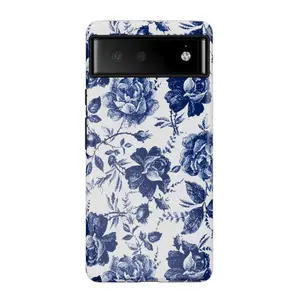Rose to Fame | Blue & White Rose Floral Google Pixel Case