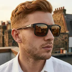 Fashion Polarized Sunglasses for Men Stylish Square Frame with UV Protection & Reflective Lenses Trendy Eyewear christmas gift