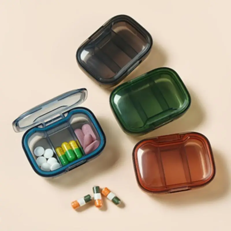 3-grid Pill Storage Box, Portable Mini Pill Organizer, Multifunctional Pill Storage Box, Small Items Storage Box for Home & Outdoor