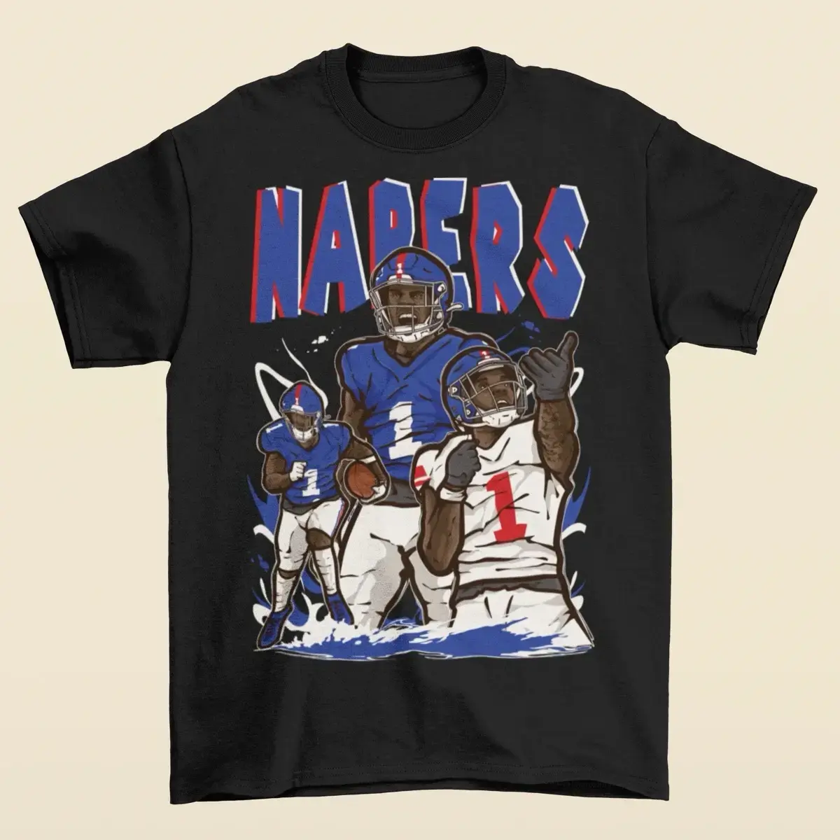 Malik Nabers Cartoon Style New York Football T-Shirt, T-shirt Sweatshirt Hoodie Unisex