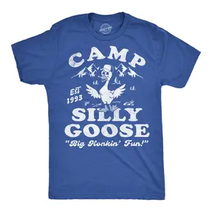 Mens Funny T Shirts Camp Silly Goose Sarcastic Nature Graphic Novelty Tee for Men Mens Funny T Shirts Cool Vintage Fashion T-Shirt Gift Classic Menswear Animal Apparel for Men Funny Camping Short Sleeve Novelty Royal -