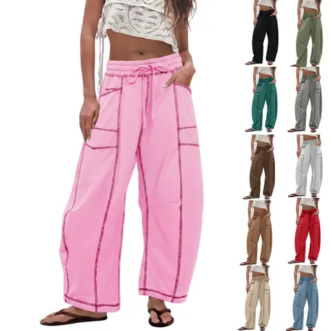SCUSTY Womens Barrel Sweatpants High Waisted Wide Leg Pants Drawstring Athletic Baggy Pants Lounge Sweats