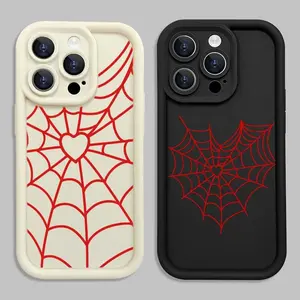 Red Heart Spider Web Durable Protective Casing for iPhone 11/12/13/14/15/16 Series (Plus/Pro/Pro Max) - Precise-Fit, Stylish Smartphone Cellphone Accessory Cover