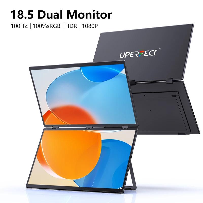 UPERFECT Triple Screen 15.6"/18.5" Portable Foldable Monitor Dual Screen with Stand Extender 1080P FHD IPS for Laptop Windows